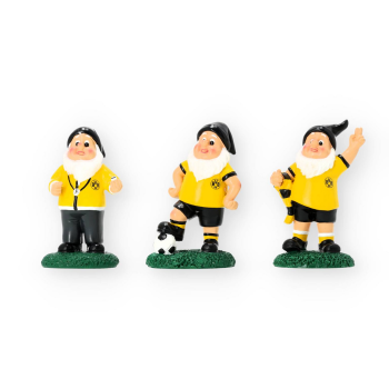 Borussia Dortmund BVB Gartenzwerg 3er-Set Polyresin Schwarz-Gelb